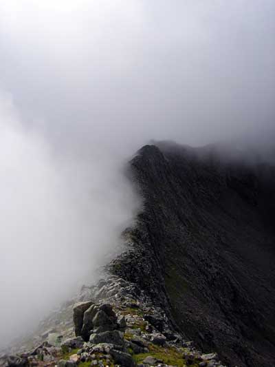 Carn Mor Dearg Arete in cloud